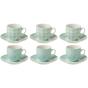 J-Line tasse + sous-tasse - céramique - bleu - boîte de 6