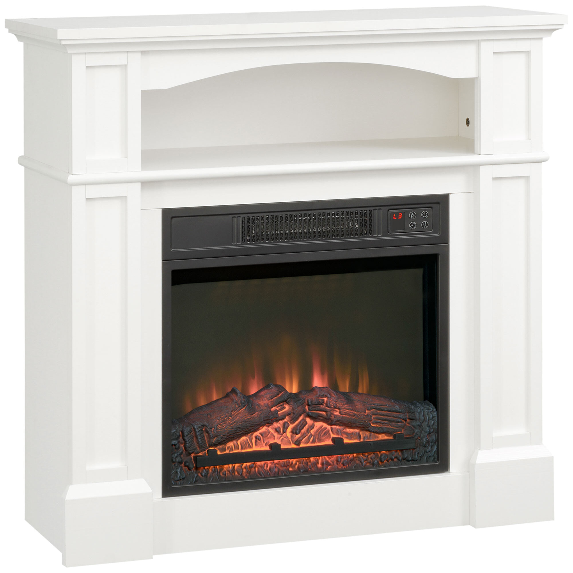 Cheminée électrique XL style classique chic 1800W  effet flammes LED réglable télécommande blanc