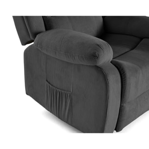 Armand - fauteuil relax électrique en velours côtelé - Gris