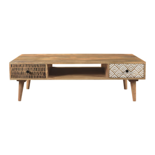 Table basse Tali en bois 2 tiroirs