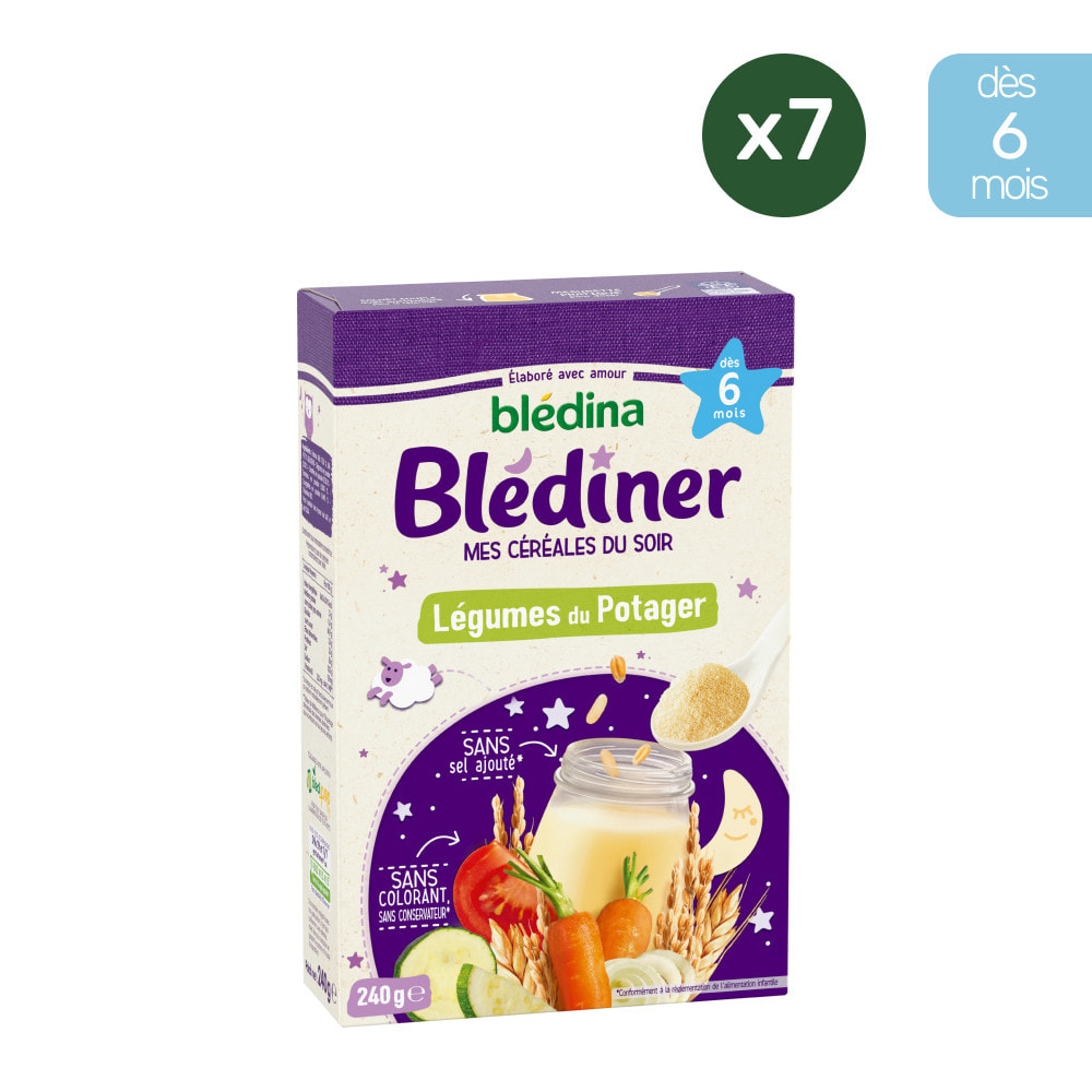 7 Boites Céréales Légumes du Potager - Blediner - Dès 6 mois