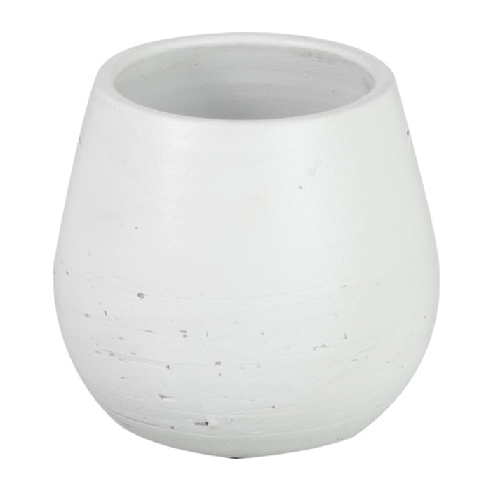 J-Line Cachepot Lisse Ceramique Blanc Small