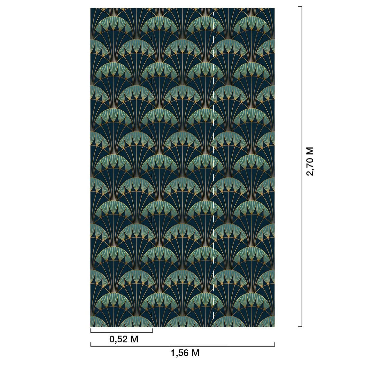 Papier peint, eventail art deco Intissé