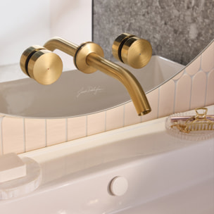 Miroir 3 trous 120 cm + mitigeur lavabo encastré 3 trous Grands Boulevards laiton brossé