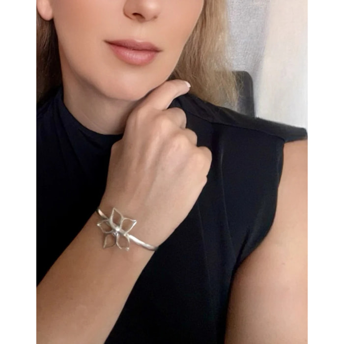 Pulsera brazalete fino IrregularBlom Únic plata 10µ ajustable