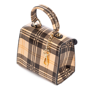 Annicco mini bolso de mano y bandolera mujer. Piel auténtica acabado Ruga estampada con cuadro escocés.