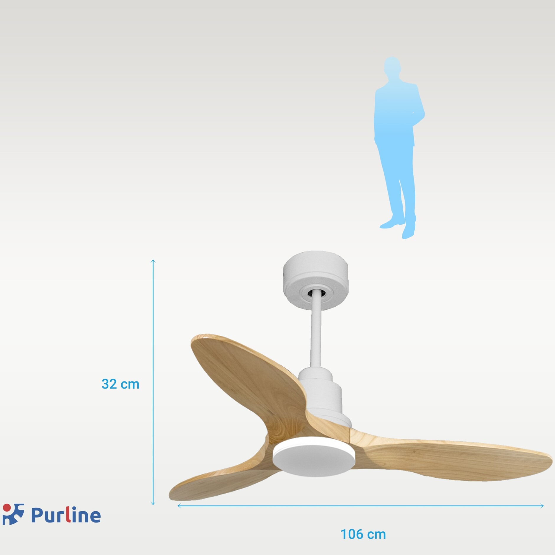 Ventilateur de plafond Réversible  Thermostat Wifi Moteur à courant continu Toits en pente Télécommande Hypersilence Mémoire