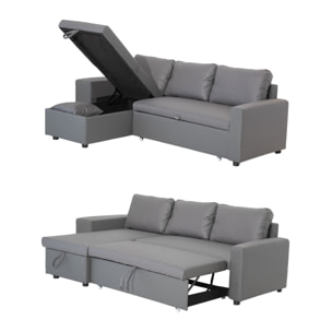 Canapé d'angle convertible TONY 3 places gris