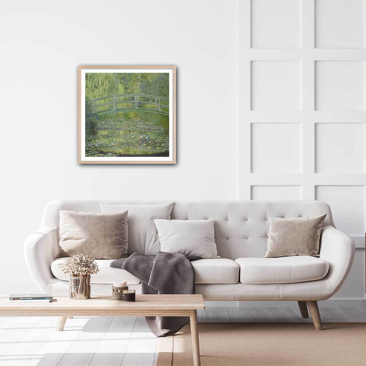 Poster Le pont japonais - Claude Monet Affiche + cadre en bois - Chêne