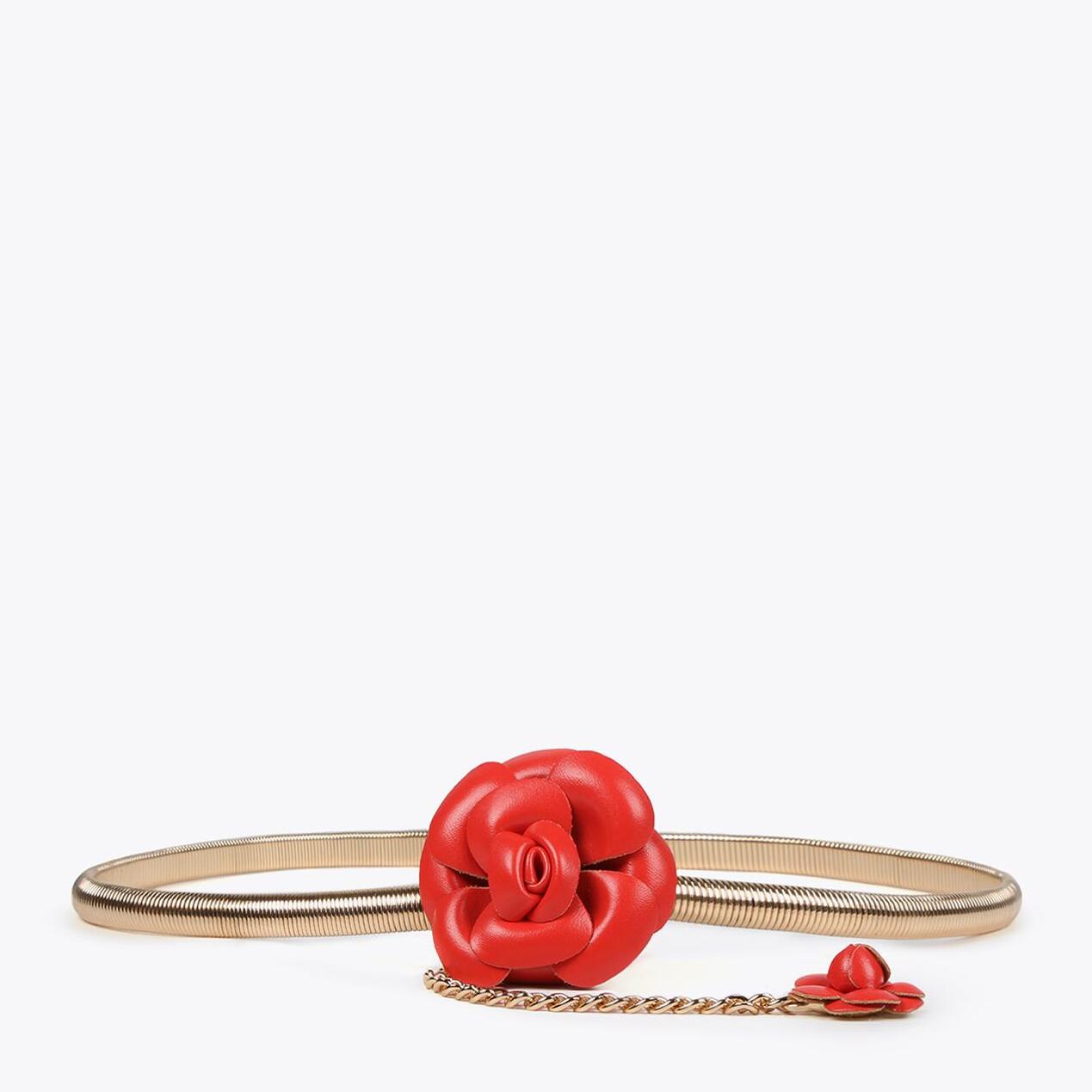 Cintura elasticizzata metallo fiori effetto pelle