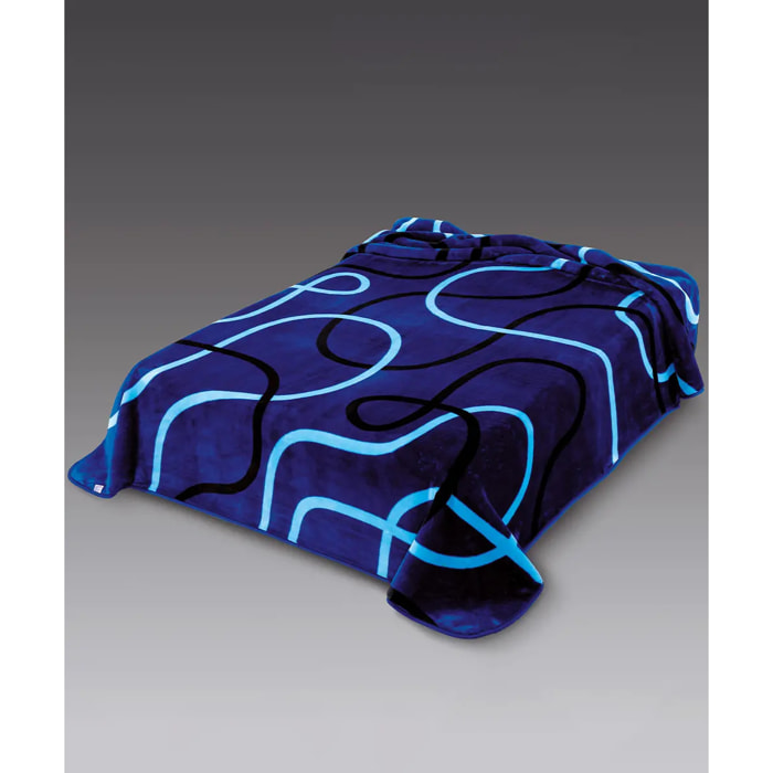 Coperta Plaid moderna astratta Blu in morbido pile di poliestere