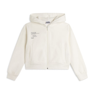Felpa con cappuccio e zip con piccola stampa
