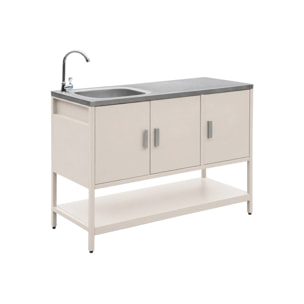 Cuisine d'extérieure en acier beige avec évier L120cm