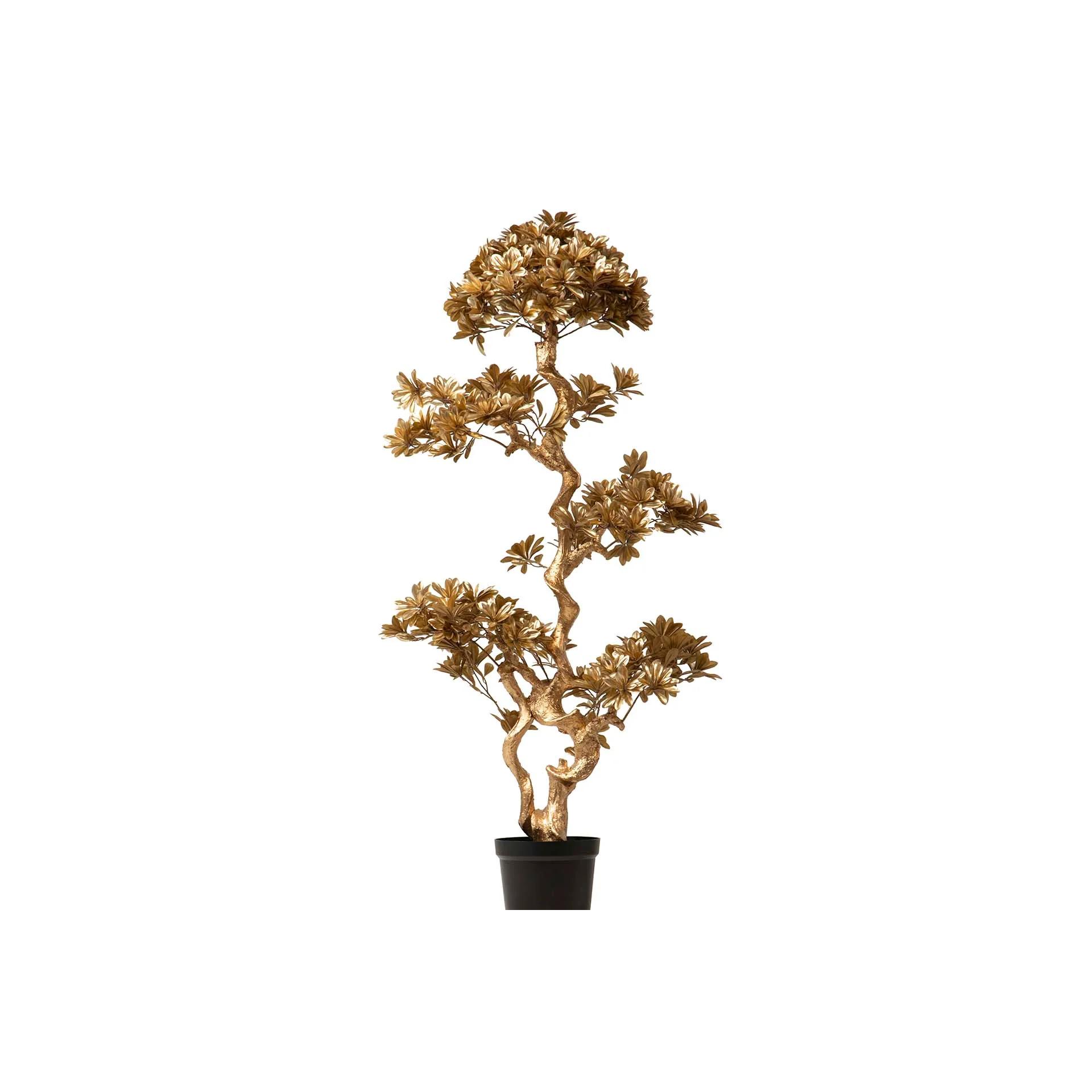 Arbol Bonsai Dorado Con Maceta 75x50x152 Cm