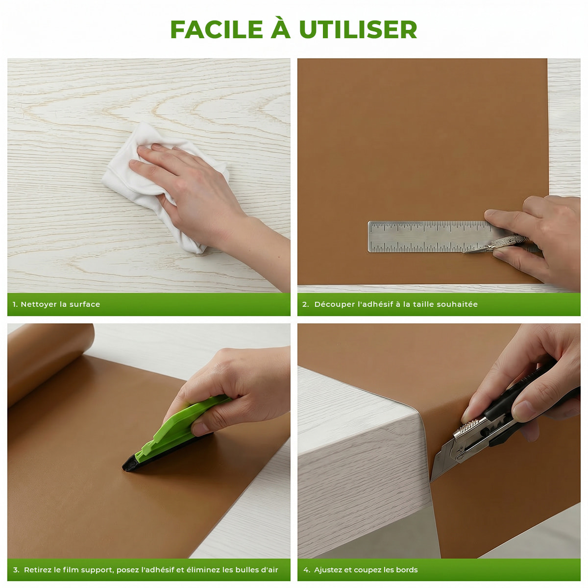 Rouleau adhésif décoratif Vinyle au Mètre - Cuivre - Sticker Lavable Imperméable Mur Cuisine Meubles