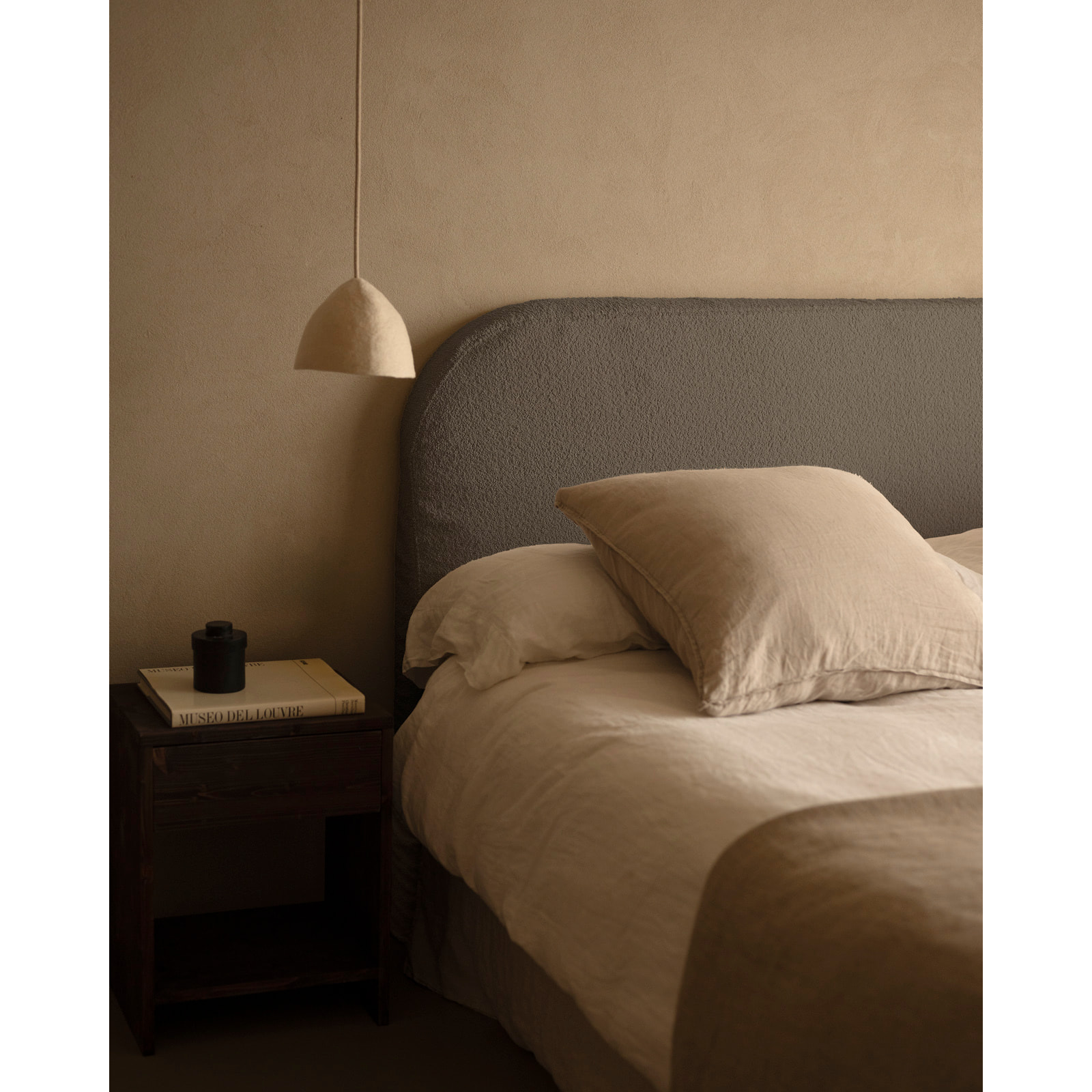 Tête de lit déhoussable en bouclé gris foncé en différentes tailles
