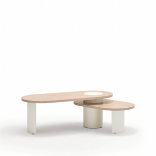 Mesa de centro Nori natural claro y patas crema