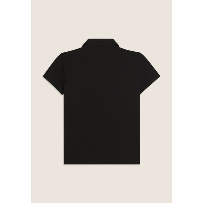 T-shirt Manica Corta con Scollo a V e Collo a Camicia