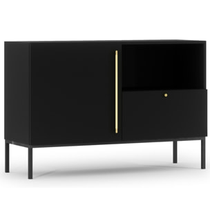 Felicia - buffet bas - noir - 1 porte, 1 tiroir et 1 niche - 120 cm - Noir