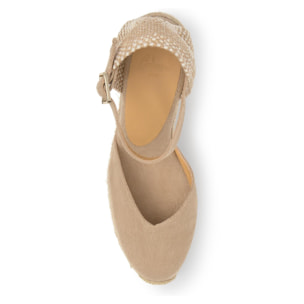 Alpargata de cuña 8 cm en lona de algodón con lazo al tobillo