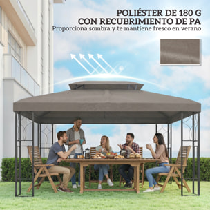 Techo de Repuesto para Cenador, 4x3 m, Cubierta de Repuesto con Techo Doble, 10 Orificios de Drenaje y Protección UV, SOLO Toldo de Recambio para Pabellón Gazebo, Marrón