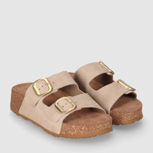 Sandalias de Serraje - Arena - Tacón: 4 cm