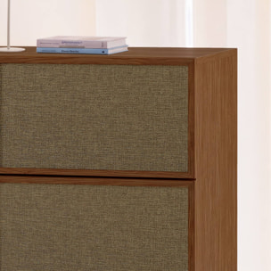 Chiffonnier décor bois et tissu 4 tiroirs KUBA