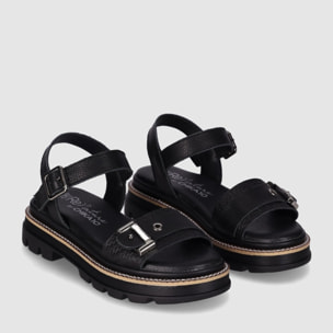 Sandalias de Piel - Negro - Tacón: 3 cm