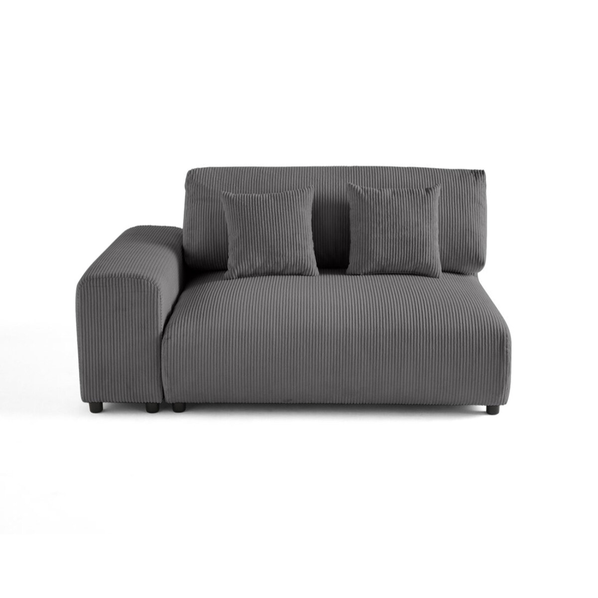 Garance - module d'assise 2 places avec accoudoir gauche - en velours côtelé - Gris foncé