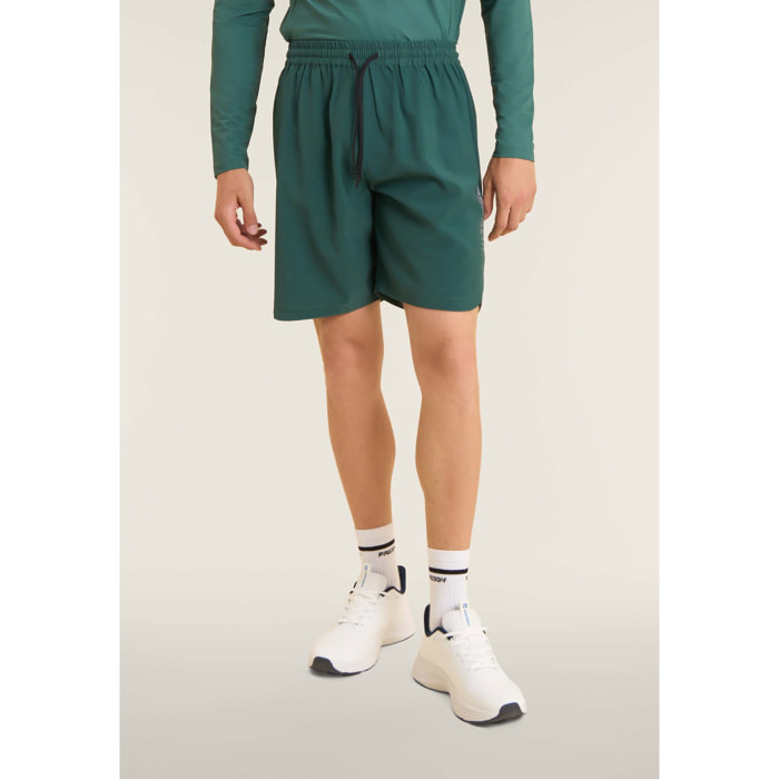 Shorts slim con tasche zip e coulisse in vita