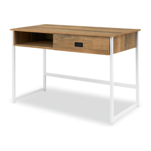 Otari - Scrivania in stile industrial oak con cassetto e vano a giorno, 110x50xH76 cm