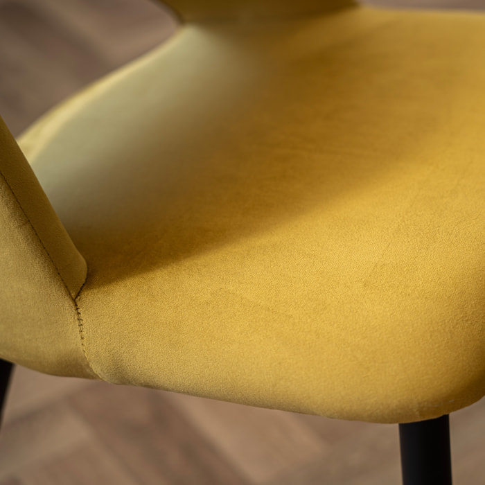 Pack 4 chaises en velours jaune - Pénélope