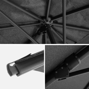 Parasol déporté rectangulaire 3x4m + housse et dalles à lester 98x98cm OMBREA