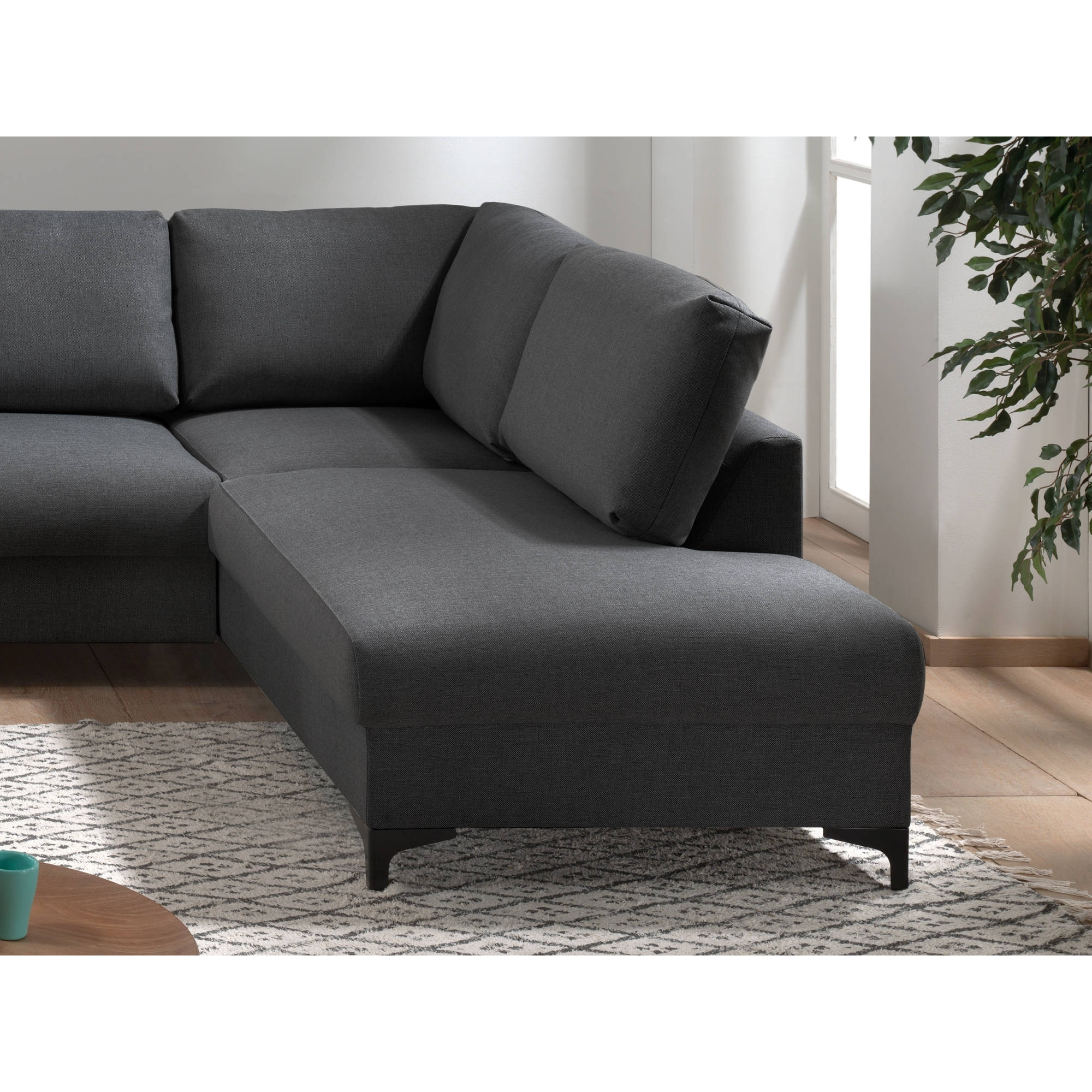 Tala - canapé d'angle droit - convertible - 5 places - en tissu - Gris foncé