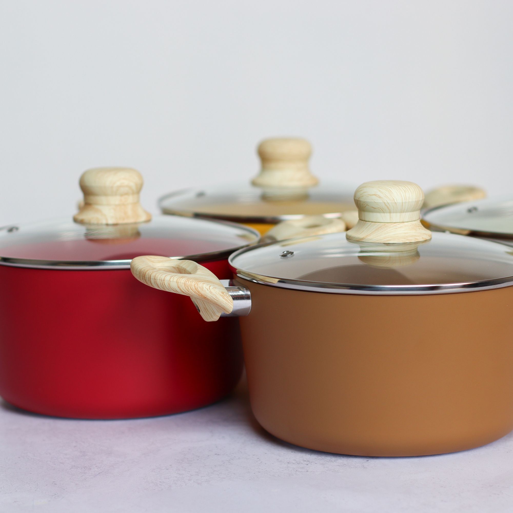 Faitout en revêtement céramique 20cm noisette - tous feux COLORAMA