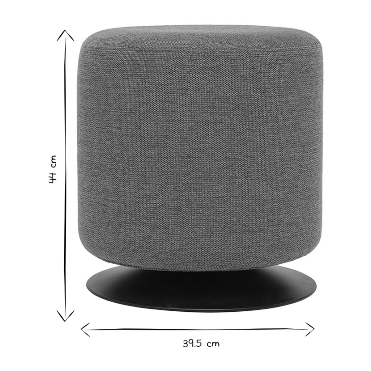 Pouf rond pivotant en tissu effet velours texturé terre brûlée et métal D39.5 cm VOLNAY