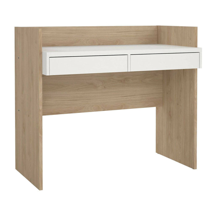 Scrivania Antillo, Scrittoio multiuso, Tavolo per ufficio porta PC, Piano di lavoro, 102x56 h89 cm, Rovere e Bianco