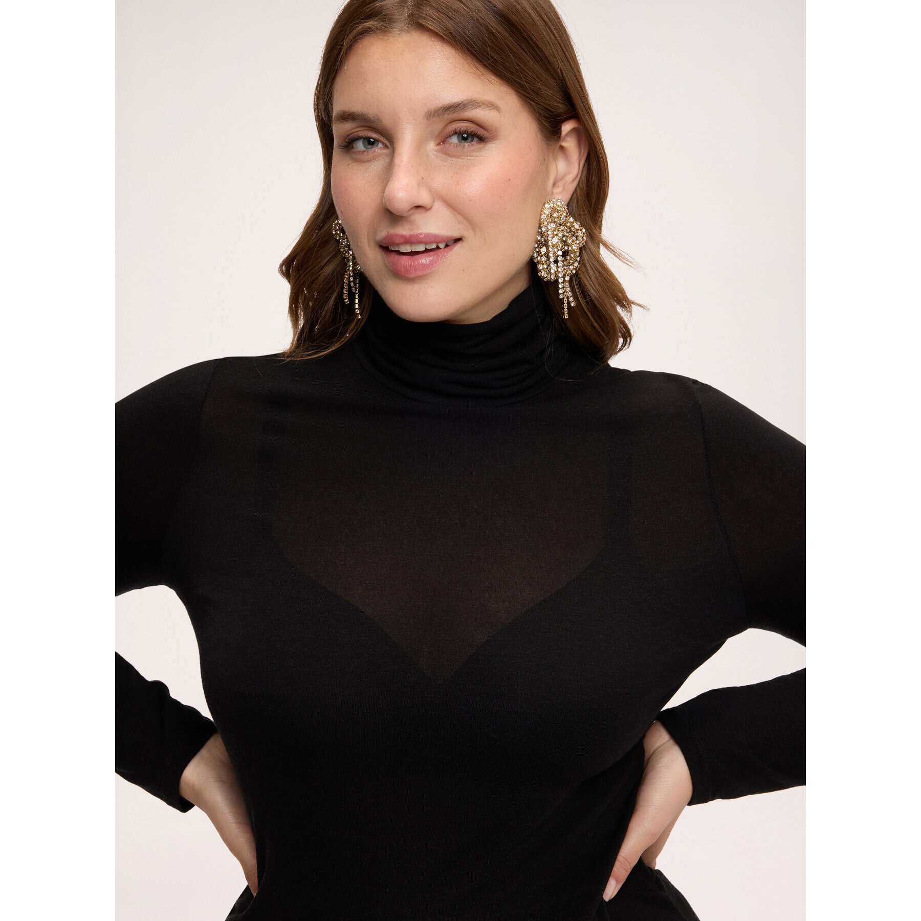 Fiorella Rubino - Maglia dolcevita second skin misto cashmere - Nero