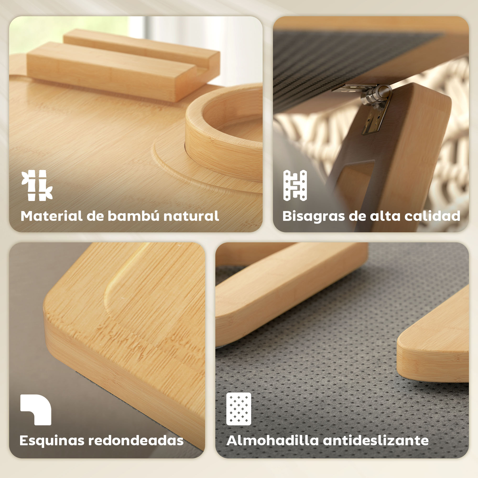 Bandeja para Reposabrazos para Sofá Flexible de Bambú, Bandeja de Brazo para Sofá con Portavasos Extraíble, Mesa Lateral con Bisagras y Soporte Giratorio 360° para Teléfono, Aperitivos, Bebidas
