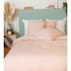Parure housse de couette lin/coton rose