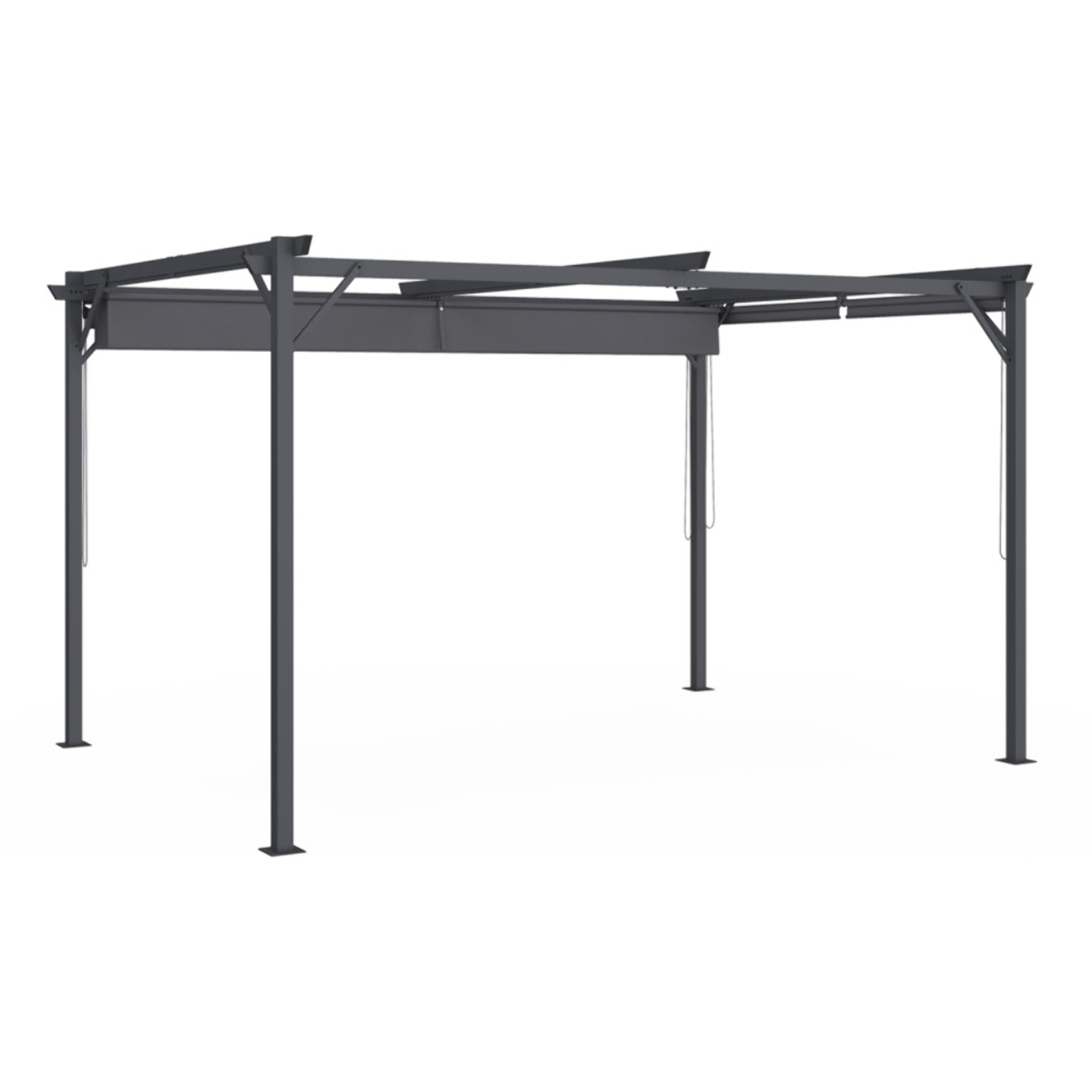 Pergola Marina 3x4m toit rétractable + 4 stores gris