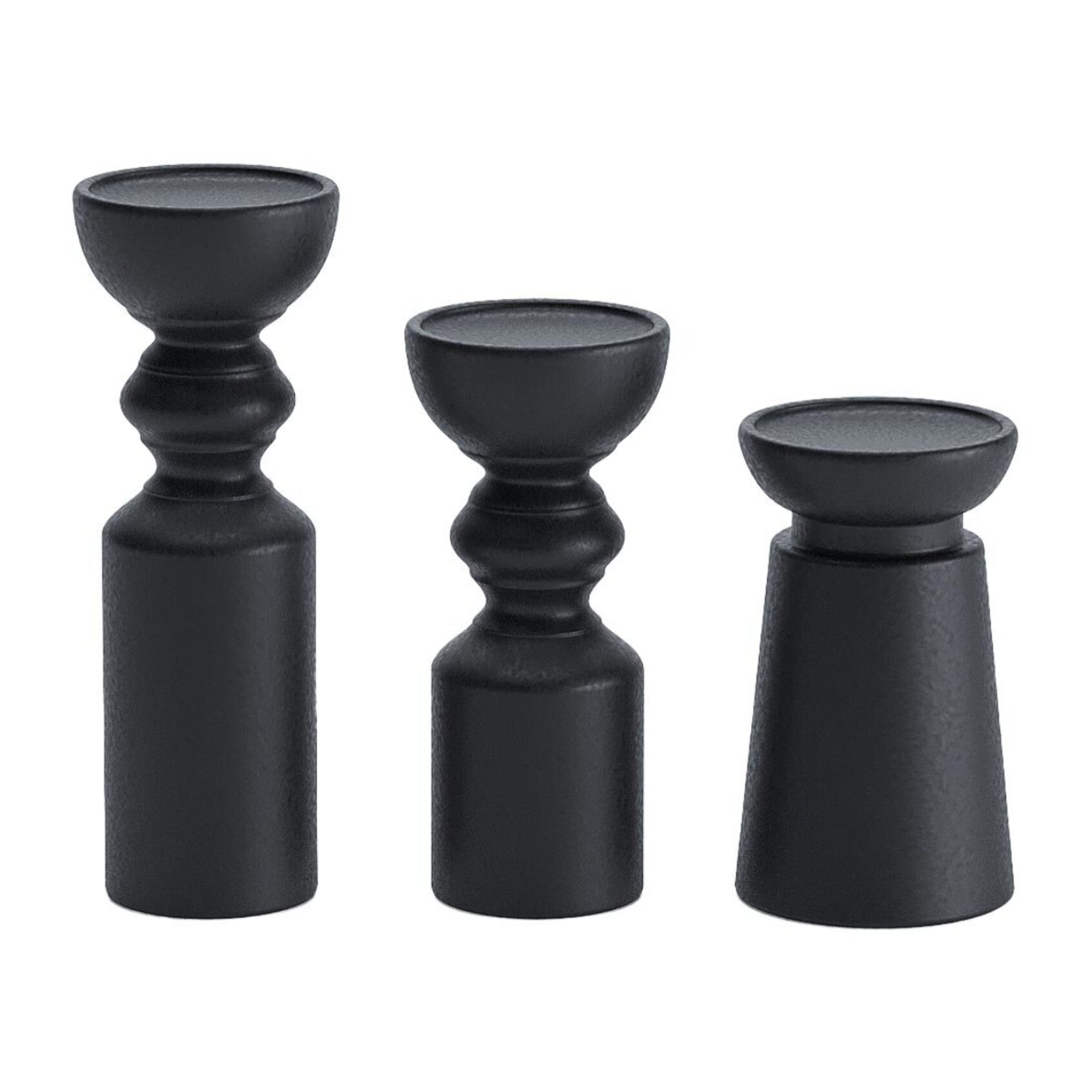 Set de 3 bougeoirs bois design