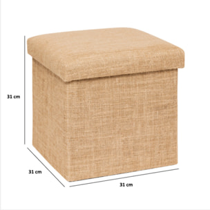 Pouf de rangement "Mix 'n' Modul" en toile de jute 31x31cm