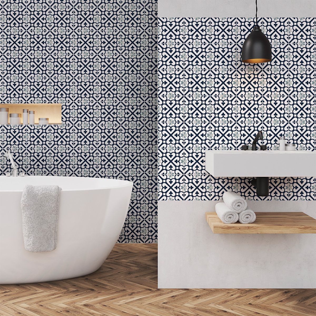Stickers muraux - Sticker Mural Carrelage adhésif Cuisine Salle de Bain - 60 STICKERS CARRELAGES AZULEJOS FILMONENA