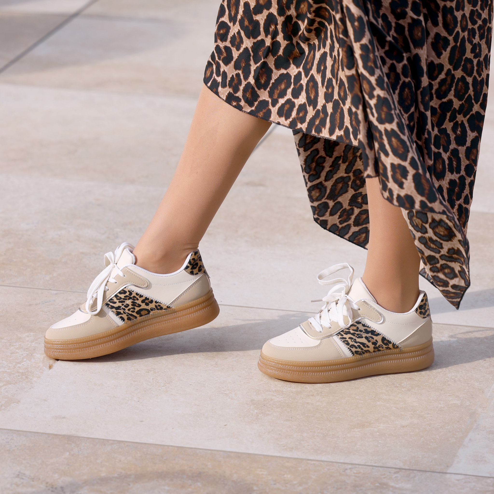 Sneakers in simil pelle multicolore