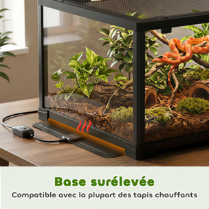 Terrarium 86L - toit maillé et porte coulissante verrouillable - 50x30x35cm - alu noir verre