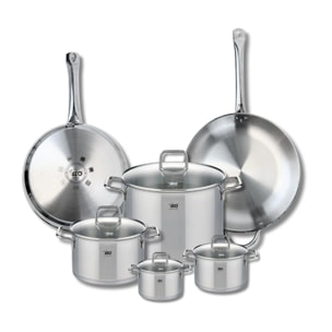 Ensemble de 2 Poêles de cuisson 28 et 32 cm et 4 faitouts 12, 14, 20 et 26 cm Elo Profi Citrin