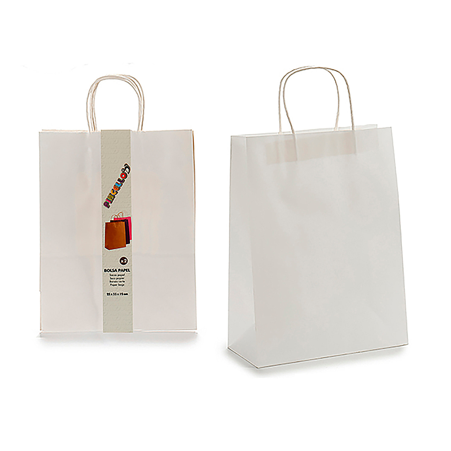 SET 2 BORSE DI CARTA GRANDI COLORE BIANCO. 25 x 11,5 x 42 cm.