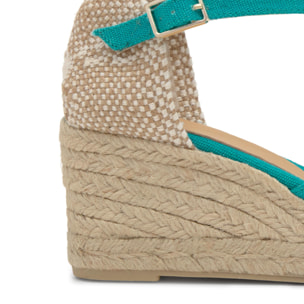 Sandalia de cuña Bruna en algodón orgánico lavado con cierre de pulsera