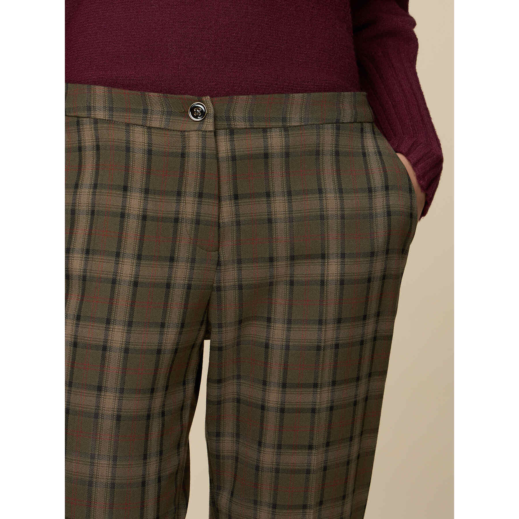 Oltre - Pantaloni check - Verde